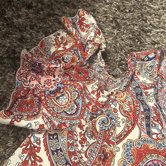 RED PAISLEY OFF THE SHOULDER DRESS SIZE 2X NEW - Picture 3 of 5